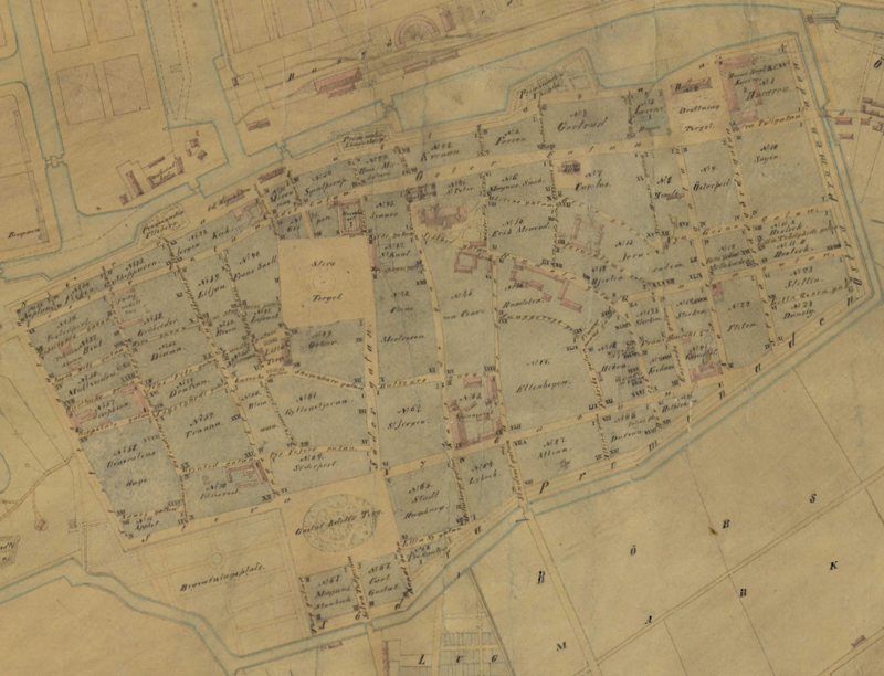 Karta öfver Malmö Stad. År 1867. Upphovsman Georg Gustafsson.
