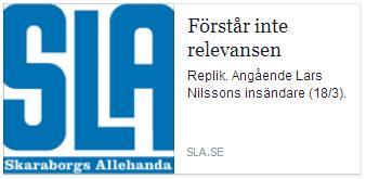Klicka här för att gå till artikeln i SLA, 2015-03-20