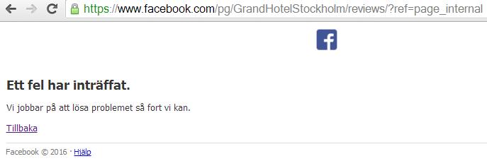 Facebook håller just nu på att censurera inlägg bland Grand Hotels reviews