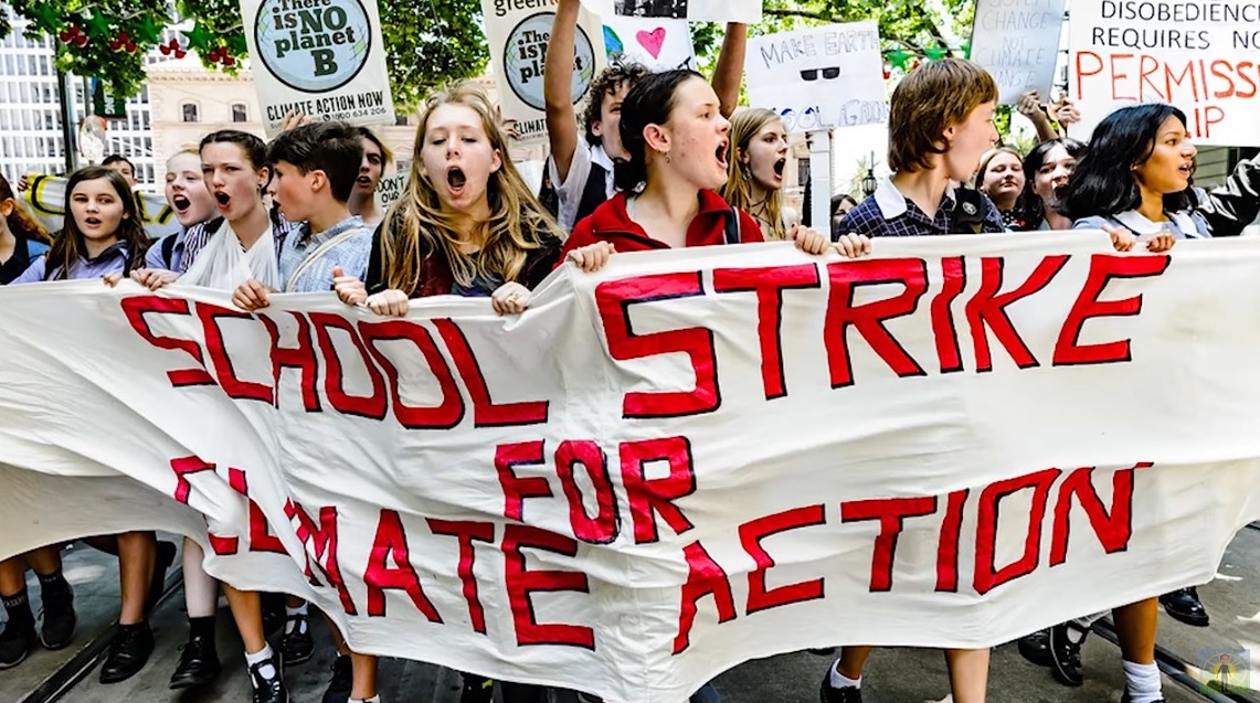 Greta Thunberg klimatstrejk, bara tjejer på demonstrationen för klimatet